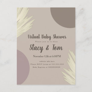 Invitation Carte Postale Pampas Formes organiques Baby shower virtuel de Bo