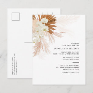 Invitation Carte Postale Pampas Grass Terracotta Botanique Palms Mariage