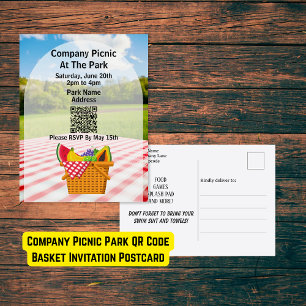 Invitation Carte Postale Panier de codes QR du parc de pique-nique de l'ent