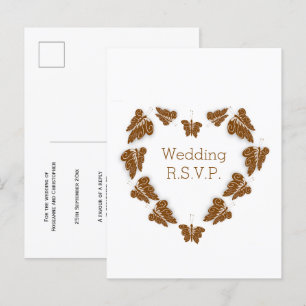 Invitation Carte Postale Papillons couleur chocolat Conception Mariage RSVP