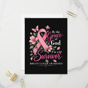 Invitation Carte Postale Par la grâce de Dieu, je suis une survivante du ca
