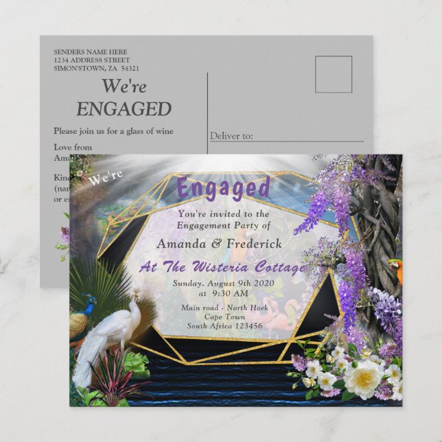 Invitation Carte Postale Paradis de la Wisteria tropicale au Palais d'Or (Devant / Derrière)