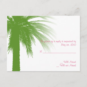 Invitation Carte Postale Paradis tropical vert et rose