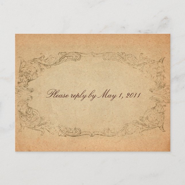 Invitation Carte Postale Parchemin Oval antique RSVP (Devant)