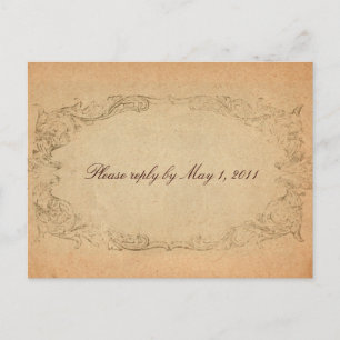 Invitation Carte Postale Parchemin ovale antique RSVP