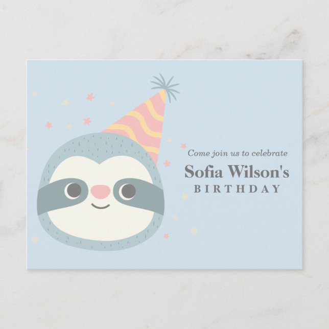 Invitation Carte Postale paresse, paresse mignonne, illustration animale (Devant)