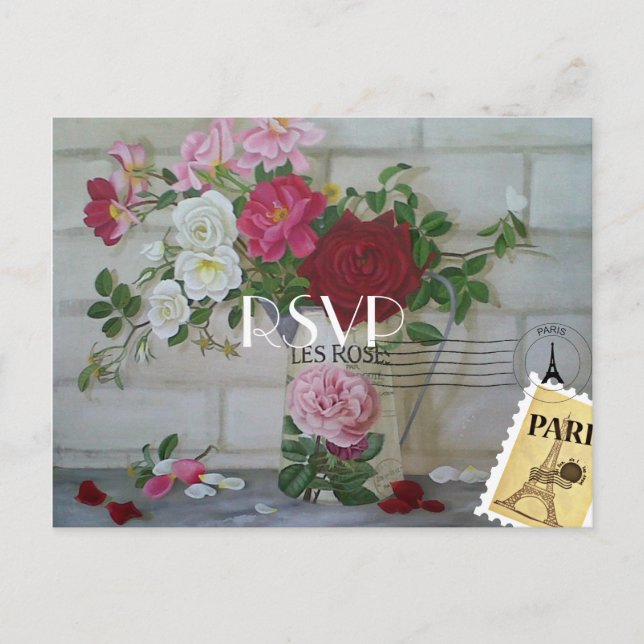 Invitation Carte Postale Paris Thématique Ajouter photo Mariage RSVP Person (Devant)