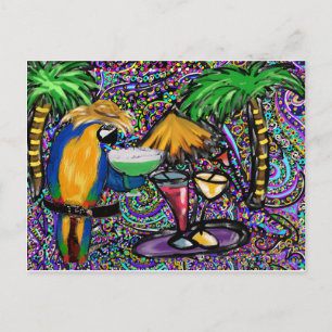 Invitation Carte Postale Parrot Beach Party