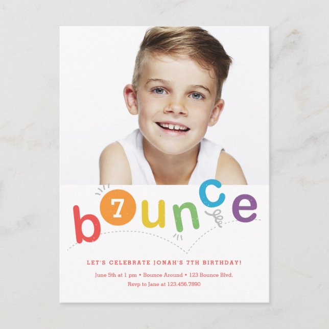Invitation Carte Postale Parti Anniversaire de enfant de rebondissement bud (Devant)