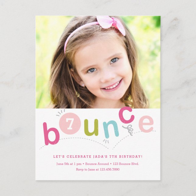 Invitation Carte Postale Parti Anniversaire de enfant de rebondissement bud (Devant)