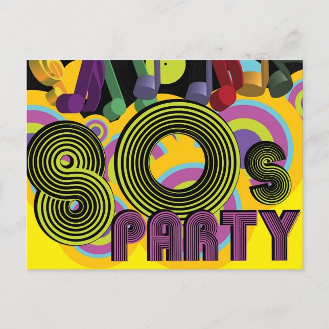 Invitation Carte Postale Parti des années 80 (Devant)