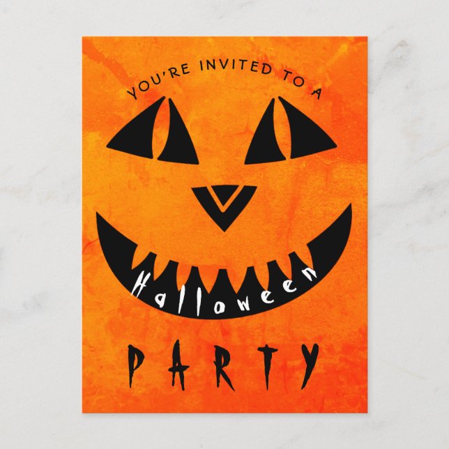Invitation Carte Postale Parti Éffrayant du Citrouille d'Halloween Jack O'  (Devant)