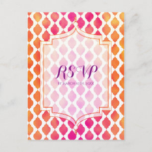 Invitation Carte Postale Parti marocain rose et orange RSVP