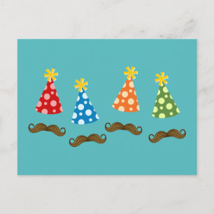 Invitation Carte Postale Parti Mustache rétro