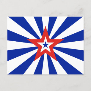 Invitation Carte Postale Parti patriotique américain Blue Starburst