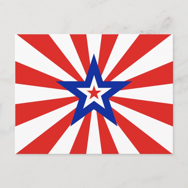 Invitation Carte Postale Parti Patriotique Étoile Rouge Américaine Bursting (Devant)