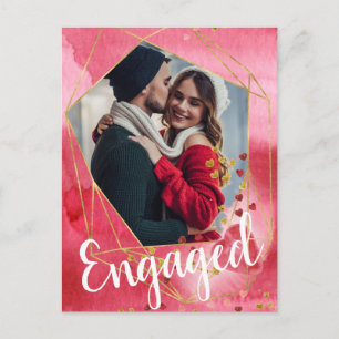 Invitation Carte Postale Partie d'engagement photo géométrique du coeur d'o
