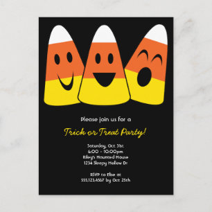 Invitation Carte Postale Partie douce de Halloween de des bonbons ou un