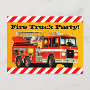 Invitation Carte Postale Partie du camion de pompiers du garçon