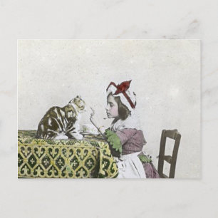 Invitation Carte Postale Partie vintage de temps de thé avec Kitty vilain