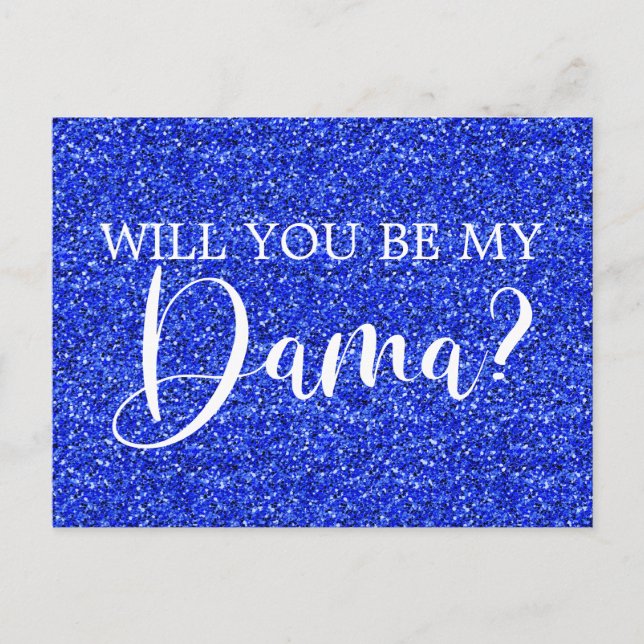 Invitation Carte Postale Parties scintillant bleue royale Quinceañera Dama  (Devant)