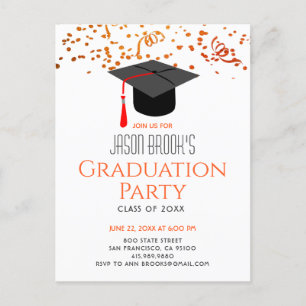Invitation Carte Postale Parties scintillant de la fête de graduation Confe