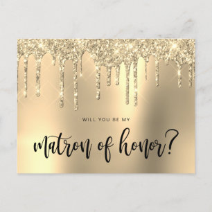 Invitation Carte Postale Parties scintillant d'or gouttes serez-vous mon ma