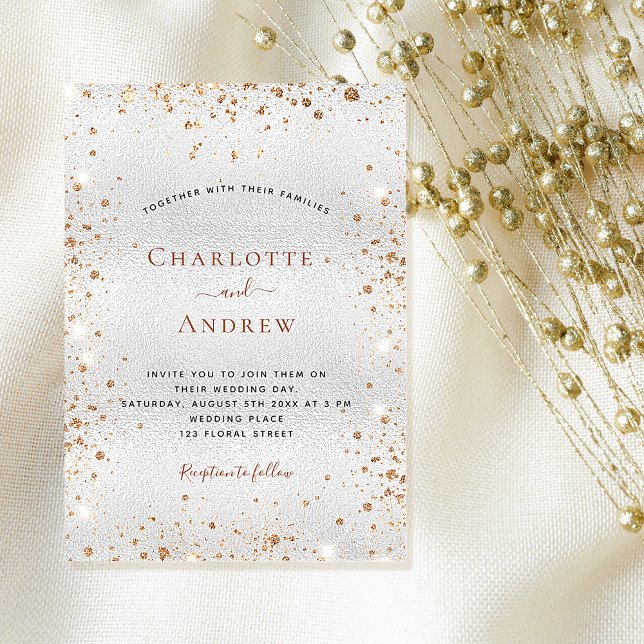 Invitation Carte Postale Parties scintillant en or argenté poussière métal  (Créateur téléchargé)