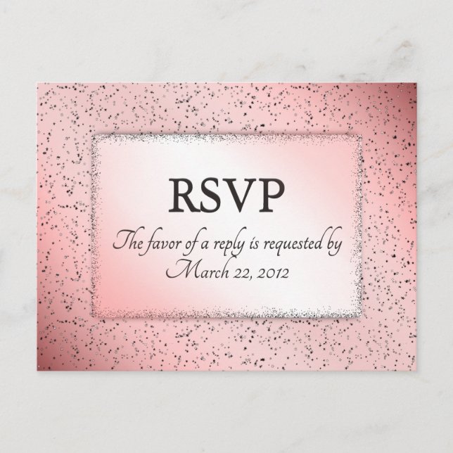 Invitation Carte Postale Parties scintillant Rose Dusty RSVP avec Entree Ch (Devant)