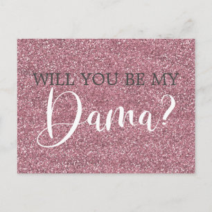 Invitation Carte Postale Parties scintillant rose Faux Quinceanera Dama Pro