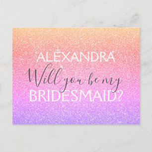 Invitation Carte Postale Parties scintillant rose or violet et femme de cha