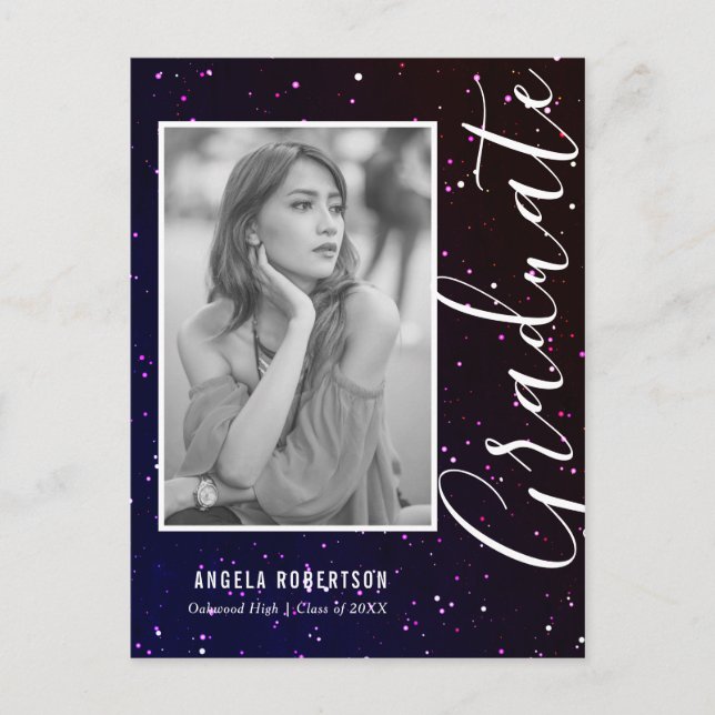 Invitation Carte Postale Parties scintillant spatiale de minuit (Devant)