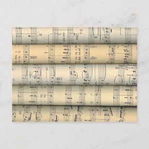 Invitation Carte Postale Partition roulée ~ Notes musicales ~ Heure de fête