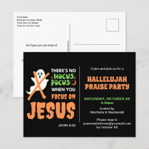 Invitation Carte Postale PAS DE HOCUS POCUS Christian Halloween