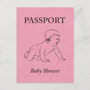 Invitation Carte Postale Passeport baby shower