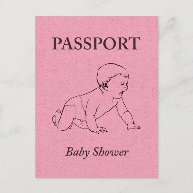 Invitation Carte Postale Passeport baby shower (Devant)
