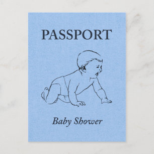 Invitation Carte Postale Passeport baby shower