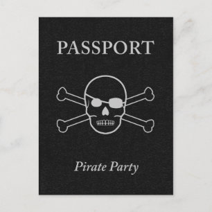 Invitation Carte Postale passeport de fête pirate