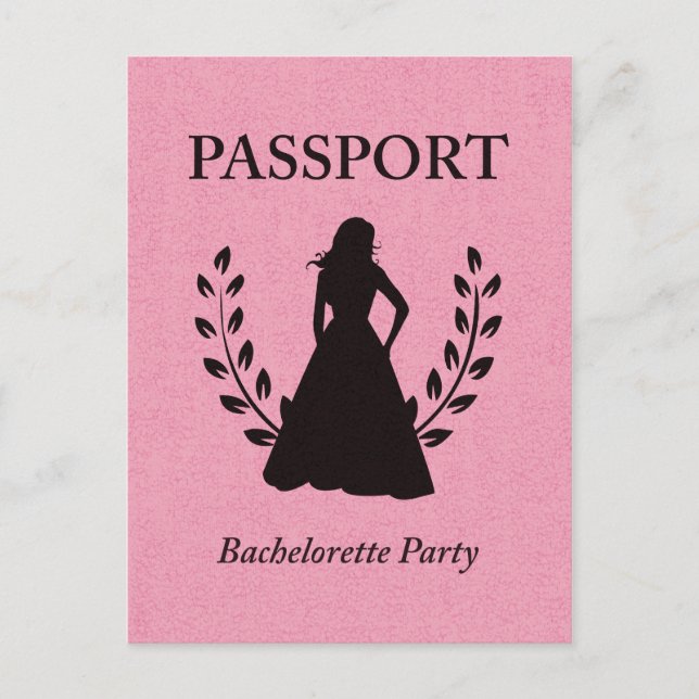 Invitation Carte Postale passeport de la partie bachelorette (Devant)