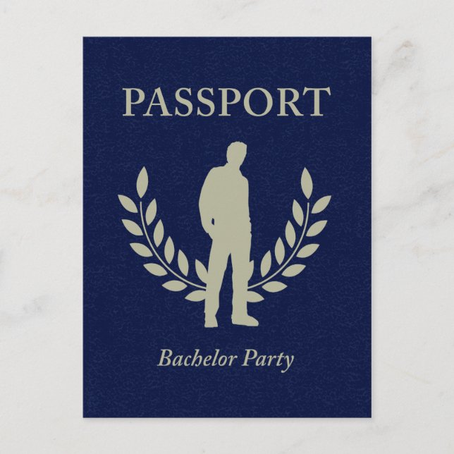 Invitation Carte Postale passeport de la partie célibataire (Devant)