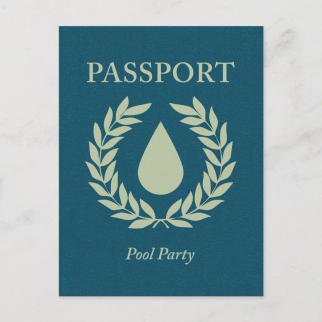 Invitation Carte Postale passeport de la piscine (Devant)