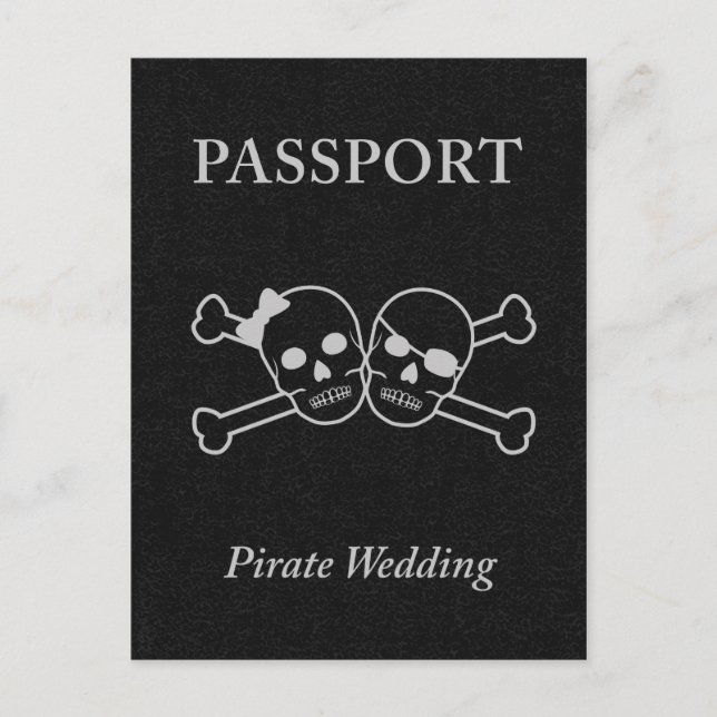 Invitation Carte Postale passeport de mariage pirate (Devant)