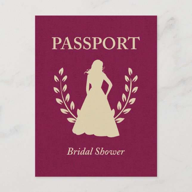 Invitation Carte Postale Passeport Fête des mariées (Devant)