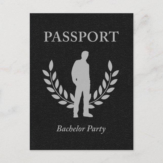 Invitation Carte Postale passeport pour l'enterrement de vie de garçon (Devant)