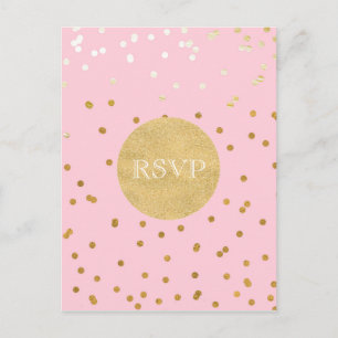 Invitation Carte Postale Pastel & Or Pailleté Confetti Points Chic Moderne 