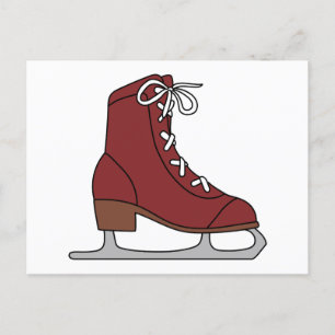 Invitation Carte Postale Patinage sur glace rouge