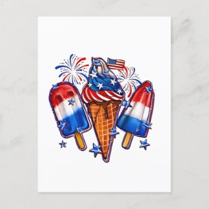 Invitation Carte Postale Patriotic Popsicles Crème de glace 4 juillet