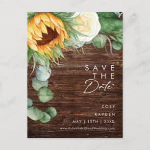 Invitation Carte Postale Pays Bold Sunflower Script   Bois Enregistrer la d
