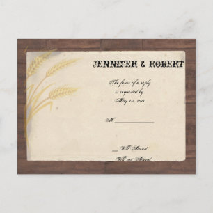 Invitation Carte Postale Pays Grass de blé sur le mariage parchemin RSVP