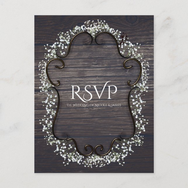 Invitation Carte Postale Pays rustique Western Babys Respiration & Bois RSV (Devant)